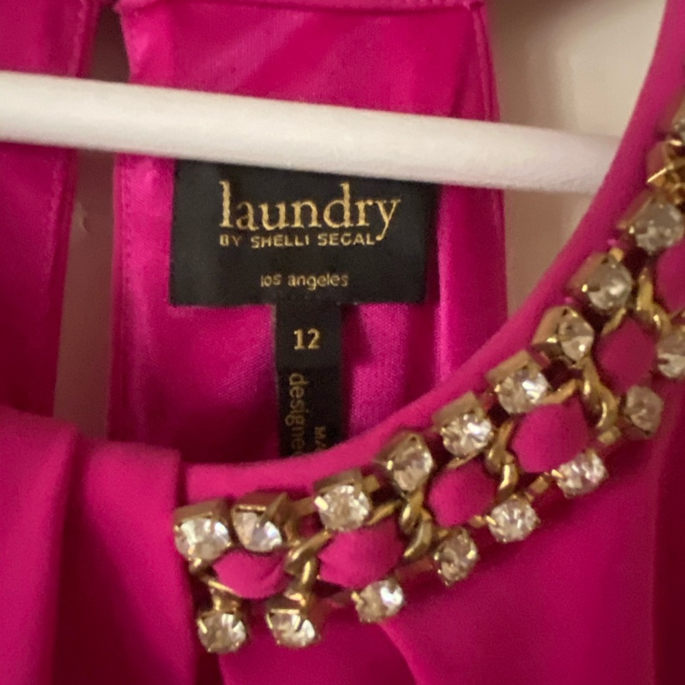 Stunning hot pink dress with bling, never worn! Size 12.